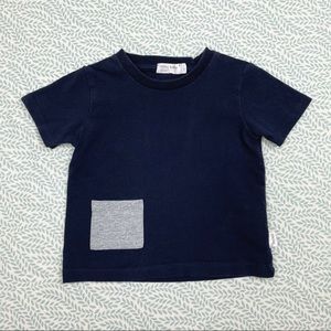 Miles Baby Navy Short Sleeve Tee with Gray Pocket